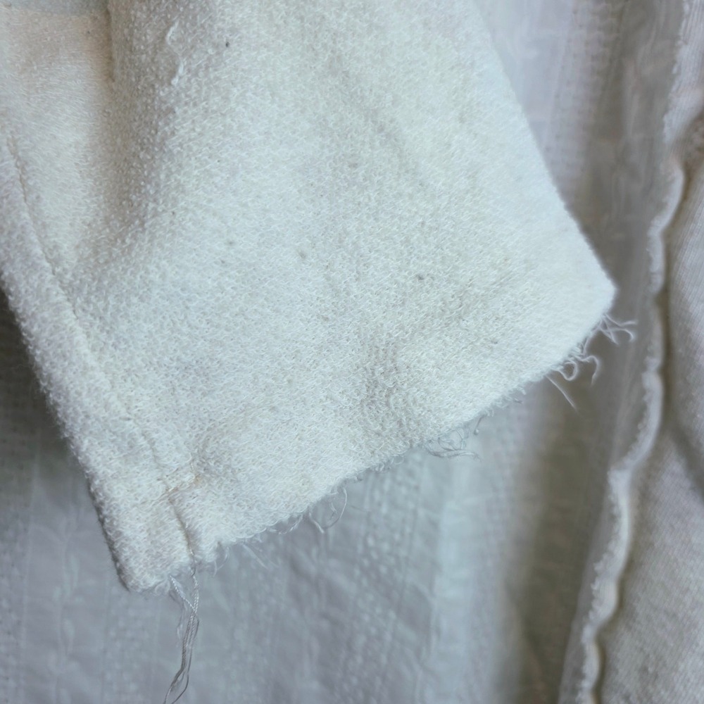 Free People Mix Media Tunic Pullover Sweatshirt Top Sz Medium Cream Oversized - Picture 14 of 15